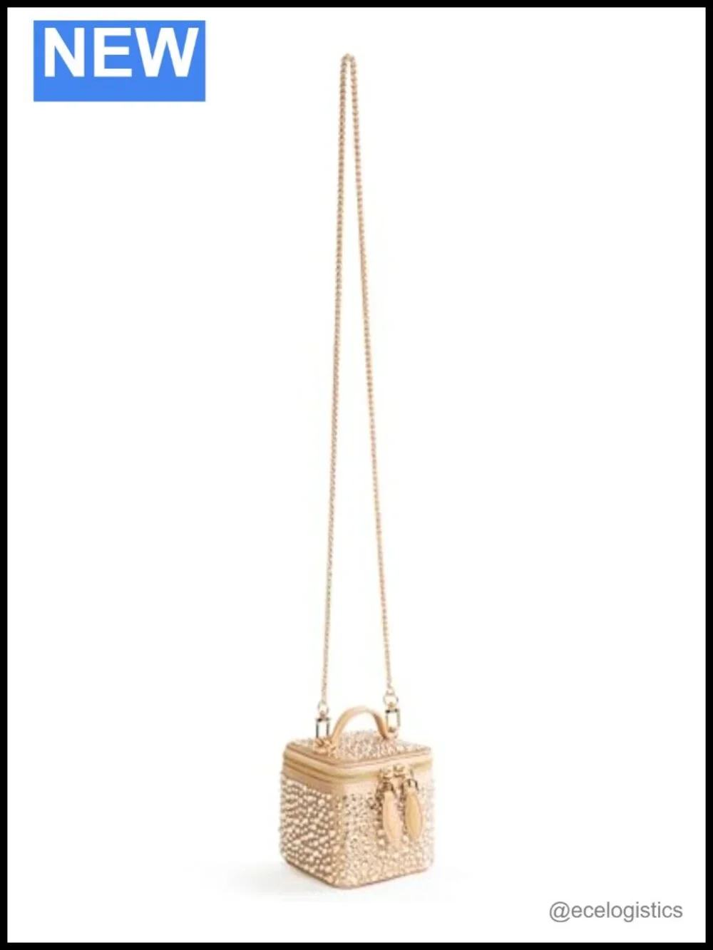 Bedazzled Satin Vanity Case with Dual Zip and Adjustable Crossbody Strap